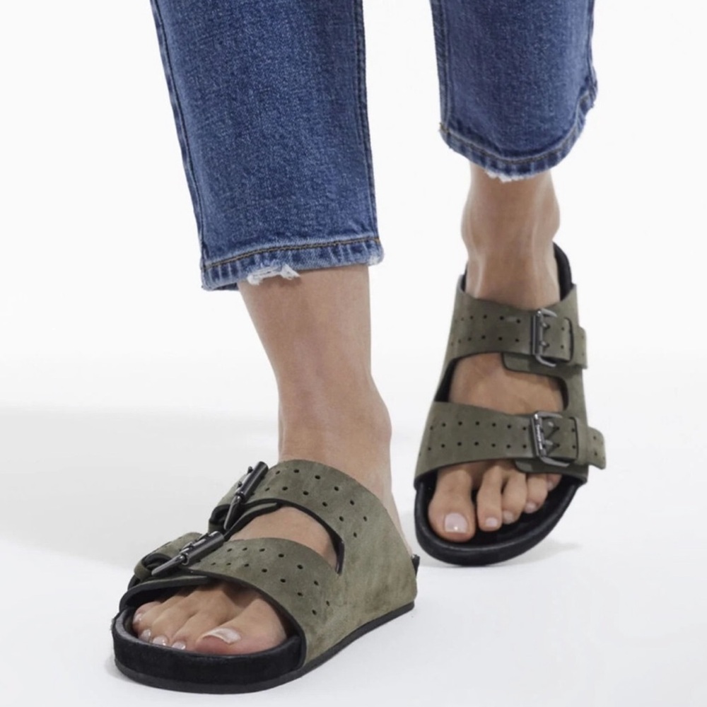 The Kooples KHAKI LEATHER SANDALS New Size 10US / 41FR